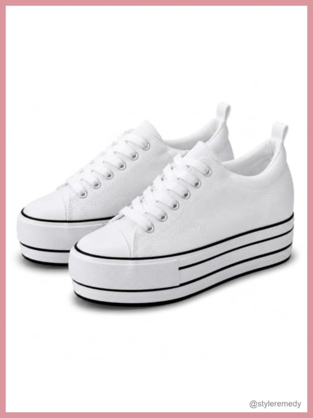 Platform Sneakers Hidden Wedge 3-Inch Lift Low-Top Lace-Up Canvas Casual
